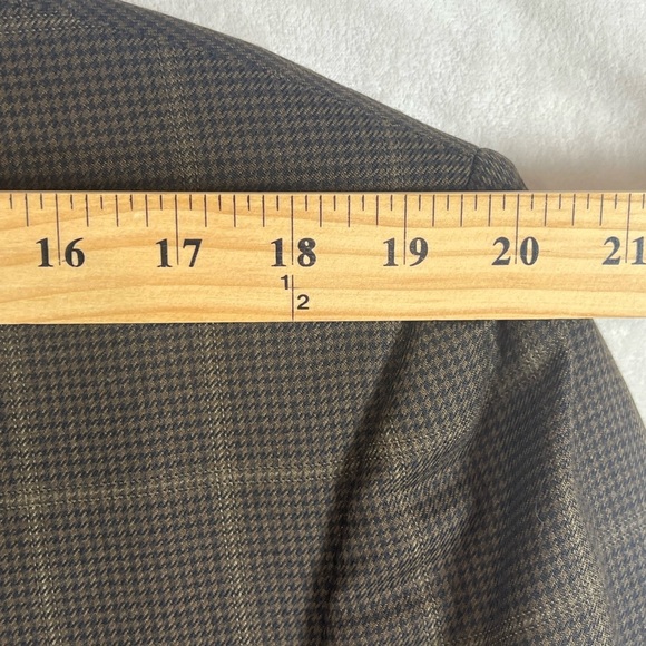 Hickey Freeman 44Long 100% Wool Made in USA 2 Vent Brown Check Sport Coat EUC - Picture 9 of 12